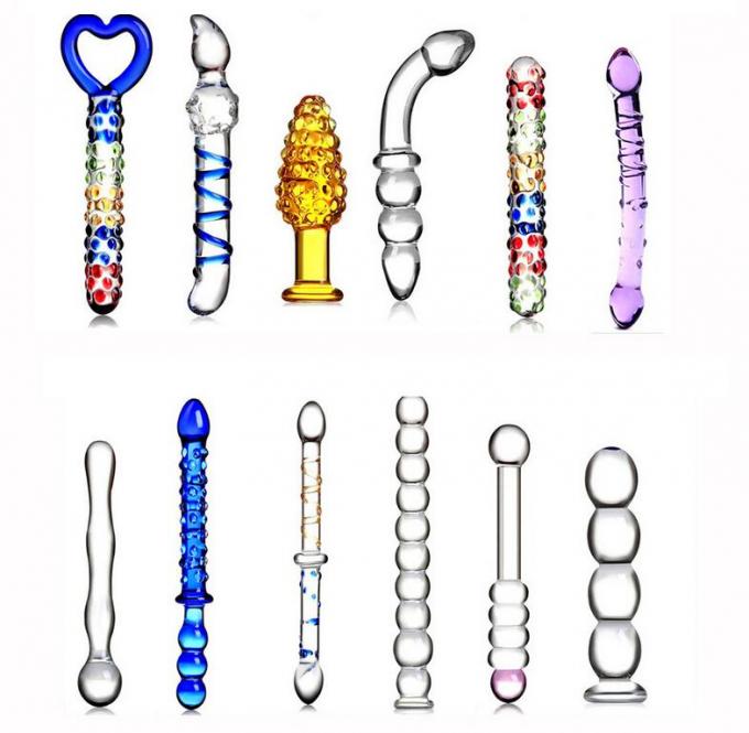 205mm het Draagbare Kleurrijke Pussy Anale Glas Dildo van het Stopgeslacht voor Vrouwenmasturbatie