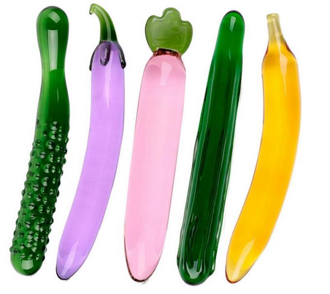 165mm Purple Twee leidde het Stuk speelgoed van het de Vrouwengeslacht van Dildo Anale Dildo van het Glastoverstokje Uiteindestoppen